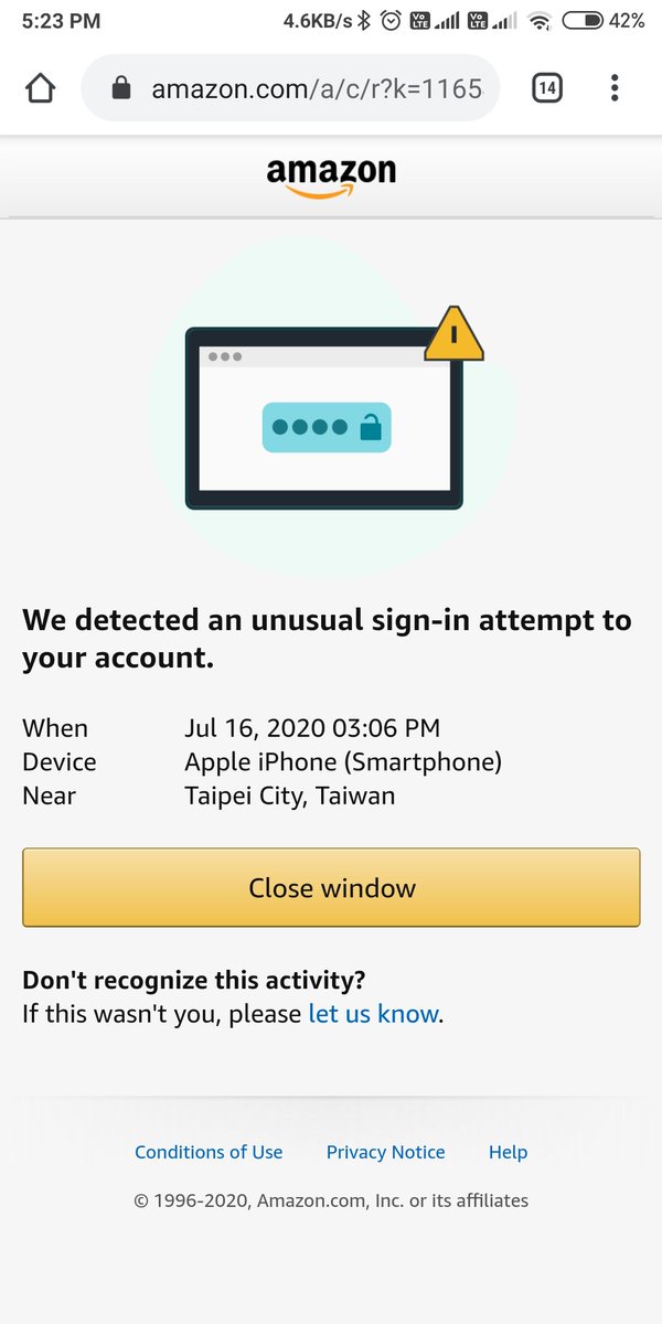 raviraj_30's tweet photo. @amazonIN 
An unsual activity has been traced and notified. Though i have reported it and blocked the access by using your protocol and somehow they are trying to enter the security ring.

I have deleted all my card details from my account.

Beware!! https://t.co/tvLE7Kh2FB
