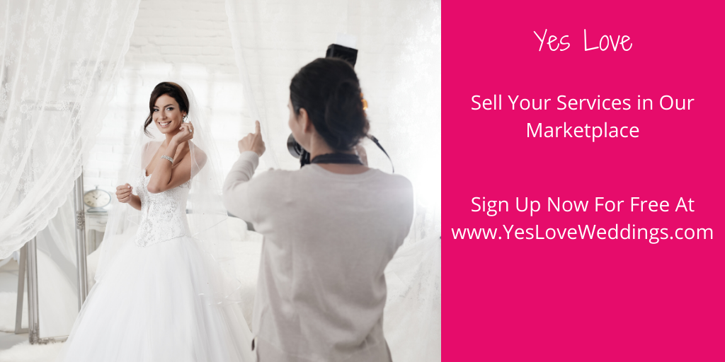 Wedding Pros sign up to sell your products &amp; services on Yes Love Wedding Marketplace. It's FREE! Sign up today at YesLoveWeddings.com