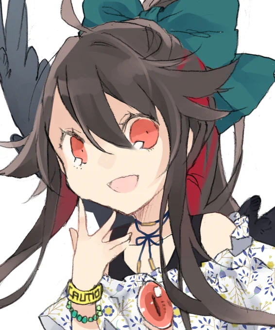 #リプ来たキャラの私服アレンジ描く
14(ラスト)霊烏路空 
