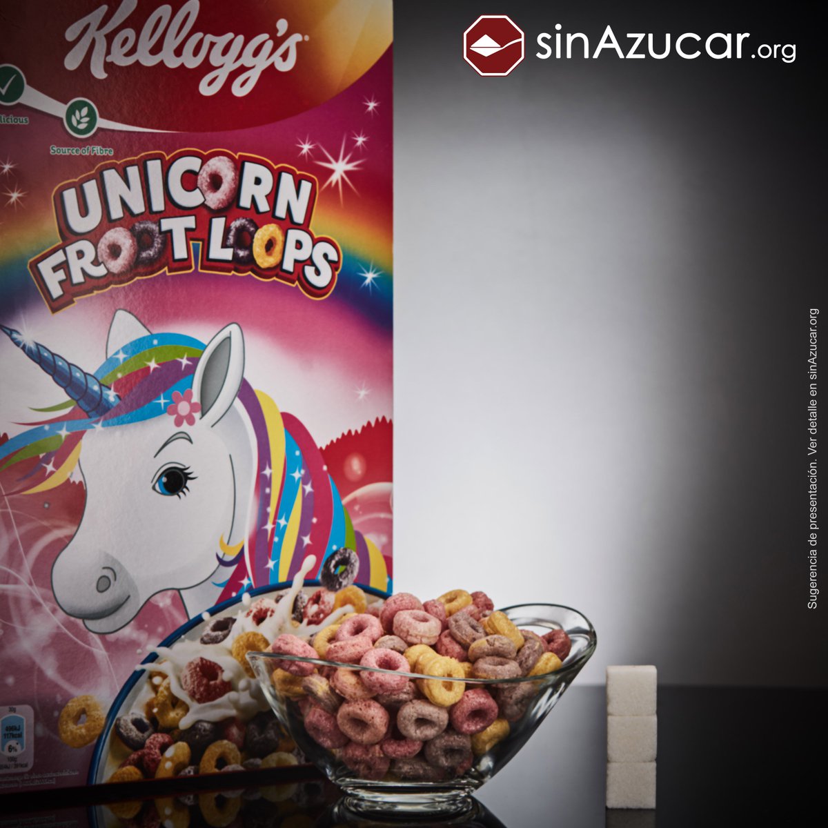 En Chile le ponen sellos de advertencia "ALTO EN AZÚCARES"

En España le ponemos un UNICORNIO.

Así nos va...