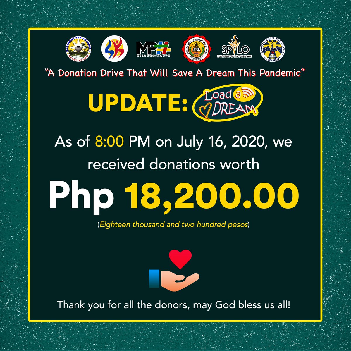 LoadADream1's tweet photo. MARAMING SALAMAT PO!🤗
Ipinaabot po ng namin ang taos-pusong pasasalamat sa mga taong nagpaabot ng kanilang tulong sa iba't-ibang pamamaraan. Ramdam po namin ang mainit na suporta ng bawat isa sa aming isinusulong na adbokasiya. Sa ngayon po ay nakalikom na po tayo ng Php 18,200. https://t.co/NOXspFYAR6