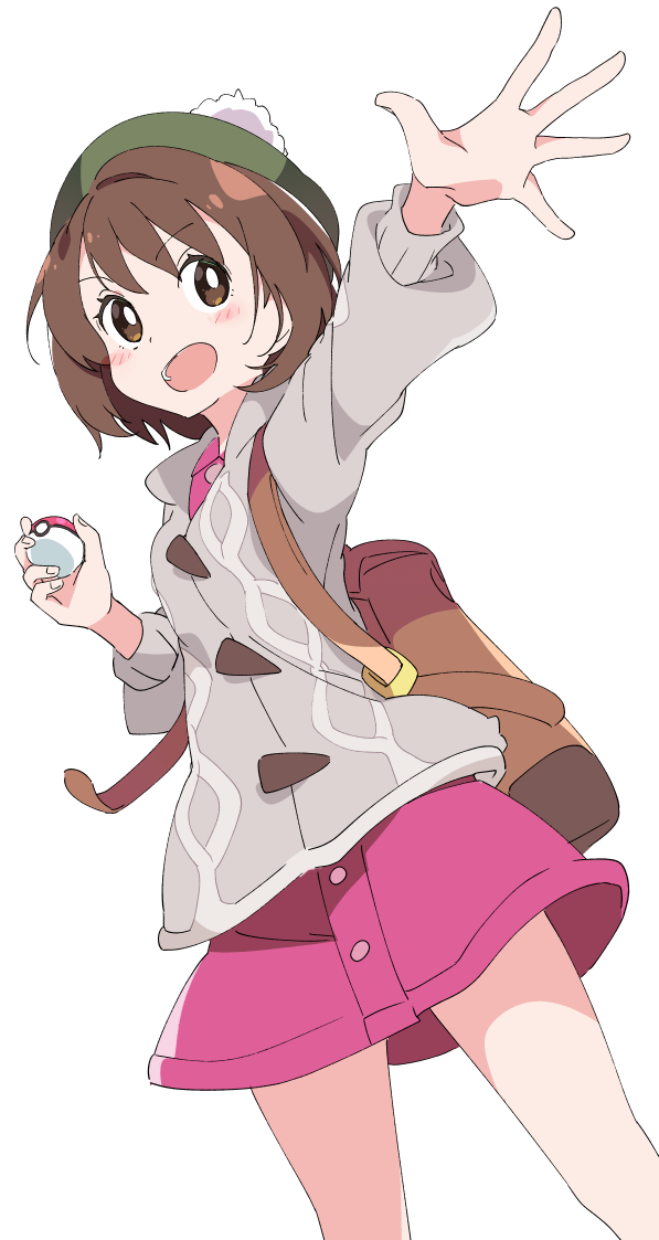 gloria (pokemon) 1girl poke ball solo tam o' shanter bright pupils white pupils brown hair  illustration images