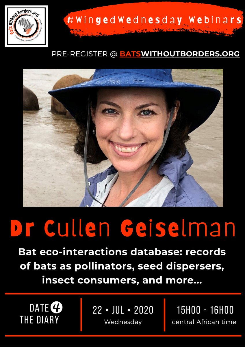We are excited about next week's #WingedWednesday #webinar!! Definitely a date for the diaries. #bats #ecosystemservices #pollinators #seeddispersal