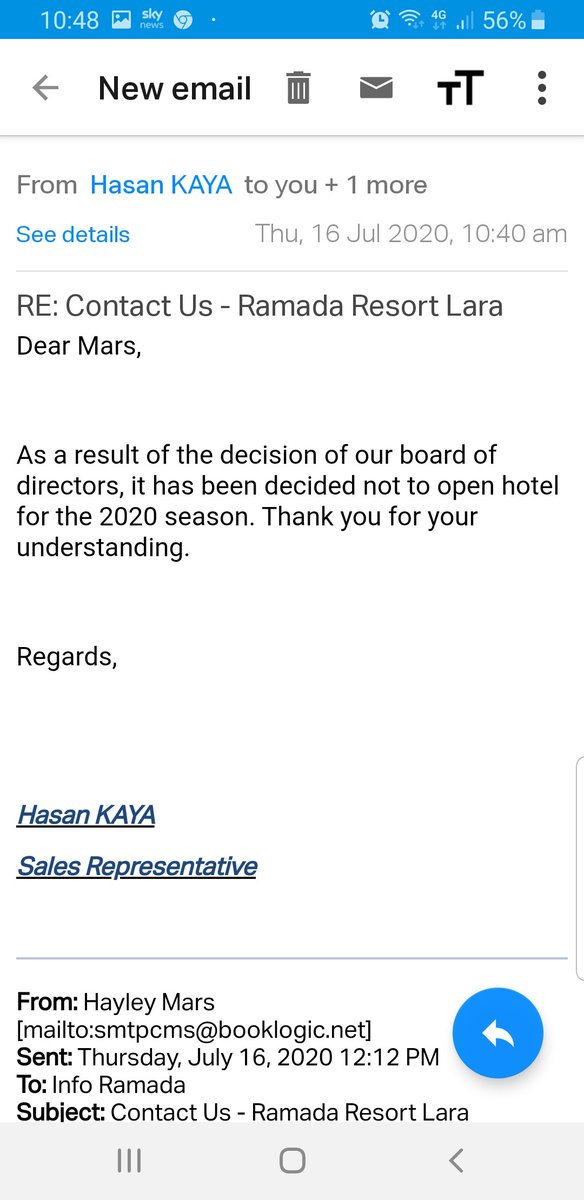 HayleyLMars's tweet photo. @loveholidays I have DM'd you re closure of hotel. Please respond. https://t.co/Hzm2l56BkK