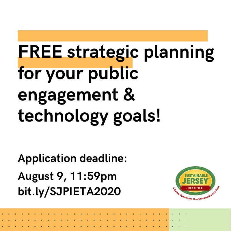 SJ_Program's tweet photo. Don’t miss out on our free strategic planning opportunity. A Local Public Information &amp; Engagement “PIE” Action Plan unique to your town will provide guidance on engaging the public in decision-making. Apply before August 9th! https://t.co/C1dAynUg67  #pietech @alextorpey https://t.co/5acHQVJzyh