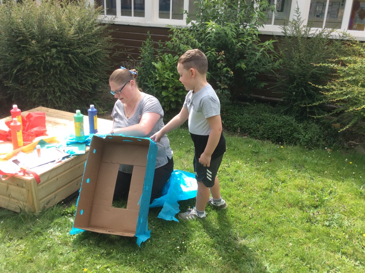 MrsNortcliffe's tweet photo. Today we painted and decorated our very own car ready for our 'drive in' cinema treat tomorrow...@MrsWray5  @TownvilleIS https://t.co/BDwQttLucz