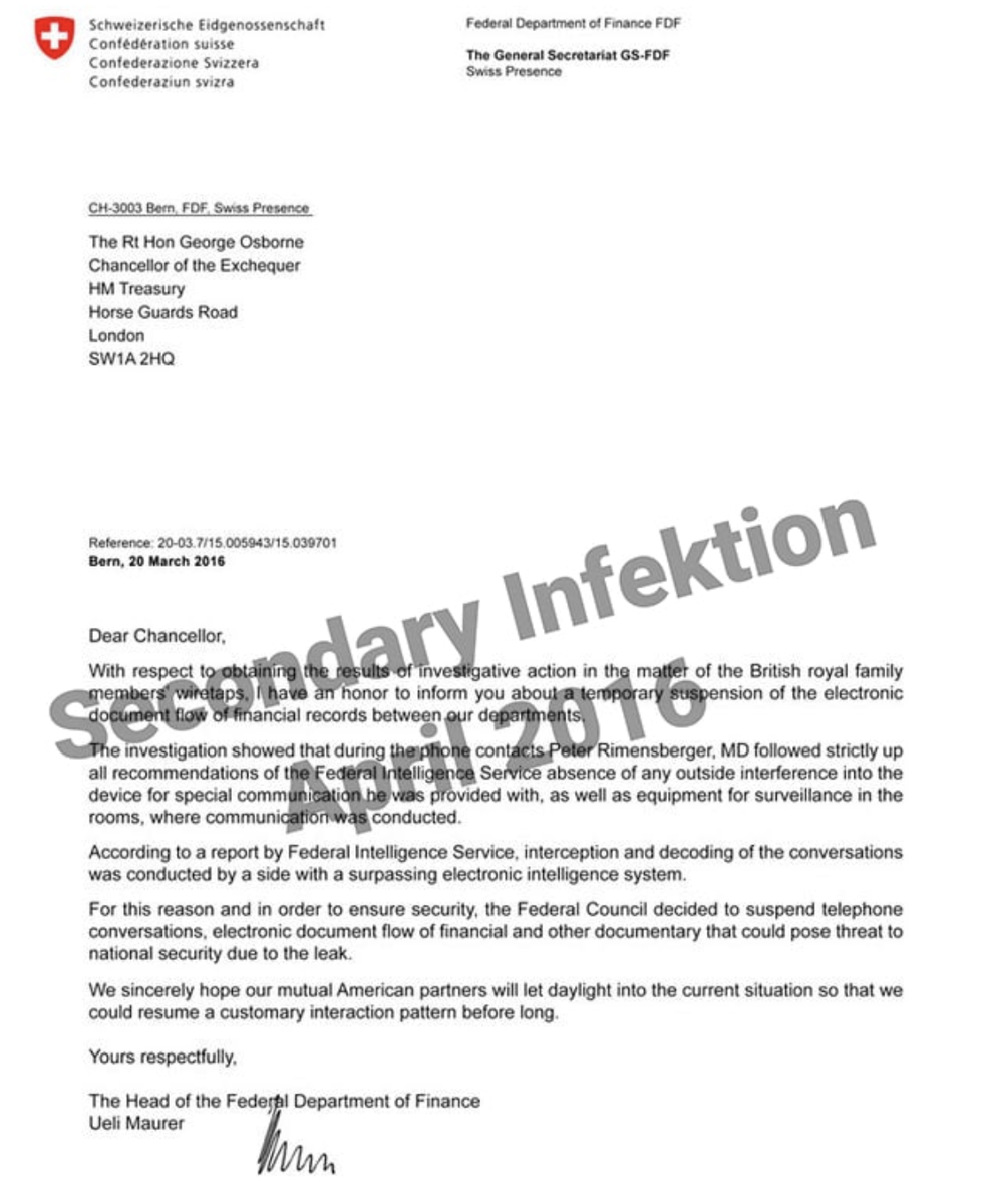 Some of the forged claims were outlandish (and clumsy). Here's an SI letter claiming that the US government was tapping the phones of the UK Royal Family. "I have an honor to inform you..."