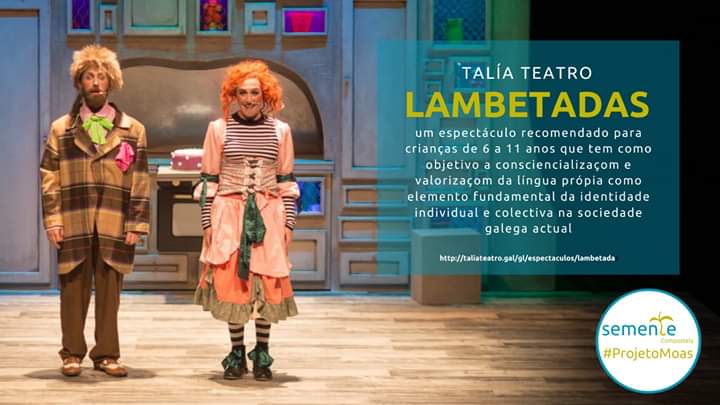 SementeCompos's tweet photo. Olha as recompensas do #ProjetoMoas
👉🏽 ESPECTÁCULO "LAMBETADAS" de Talía Teatro 👈🏽
Aqui👇🏽 
https://t.co/F94ztLkHPN

Podes ver a sinopse don espectáculo:
👉🏽 https://t.co/7CpQ3Po7qp

🌱🏡 Sementa connosco, espalha! Será lindo. Será polas mil primaveras mais! ✊🏼😊 #SementandoEmMoas https://t.co/uH8WBdkXD2