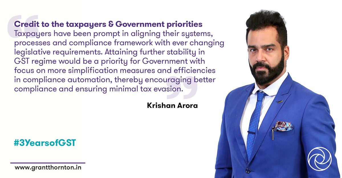 GrantThorntonIN's tweet photo. #3yearsofGST | Attaining further stability in #GST regime would be a priority for Government: @krish2509 https://t.co/iEs0xgjl0N