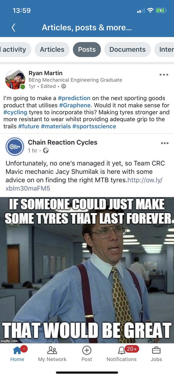 Ryan_Martin30's tweet photo. I remember sharing this on linked in about a year ago, you’ll never guess what they’re putting in mtb tyres now 😉 #graphene @Chain__Reaction https://t.co/YYDEQPM6Qx