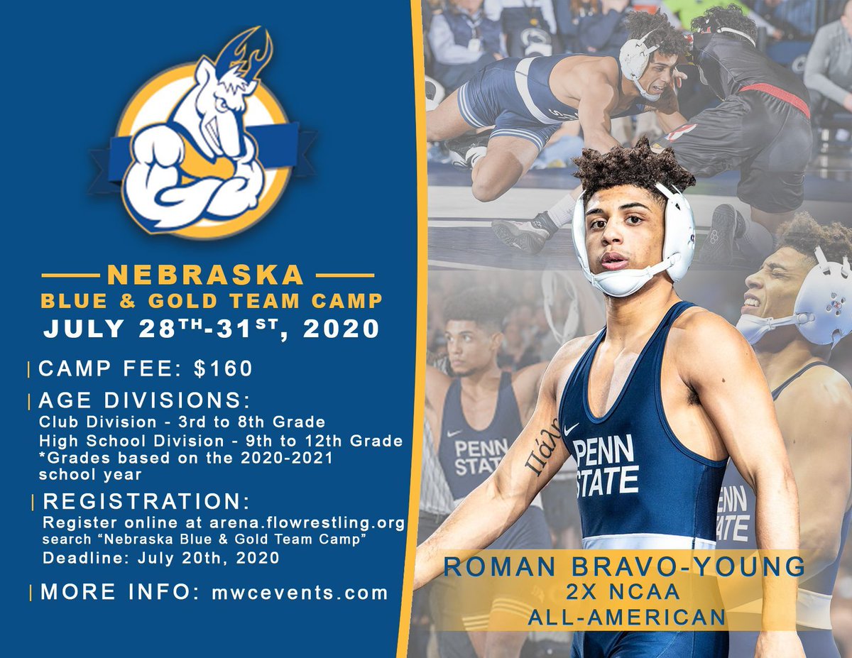Watch <a href="/RomanBravoYoung/">Roman Bravo-Young</a> take on Jack Mueller on July 25th on <a href="/FloWrestling/">FloWrestling</a> then come learn from RBY at the Nebraska Blue and Gold Team Camp July 28th-31st!