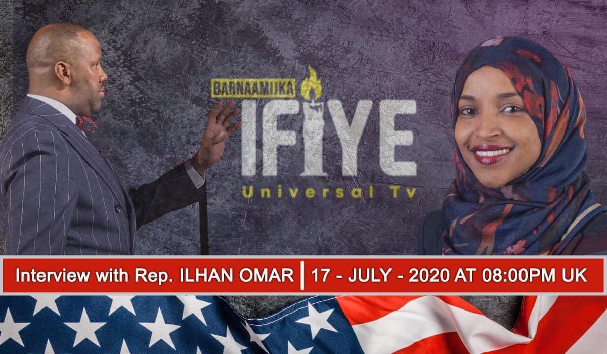 lambusuri's tweet photo. Maxaad weydiin laheyd Ilhaan  Cumar oo marti ku ah barnaamijka ifiye jimcaha 17 july 8pm UK Time. https://t.co/XIQNYMojta