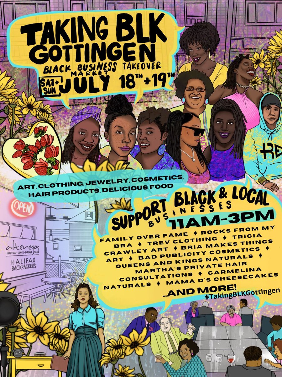 HfxPartnership's tweet photo. To celebrate the last weekend of #ReOpenCity, Gottingen Street is being taken over by local Black Businesses selling food, fashion, wellness products and more! Come support African Nova Scotian entrepreneurs and see what #Halifax has to offer: https://t.co/ZPi38CToZx @developns https://t.co/mifBBg45sK
