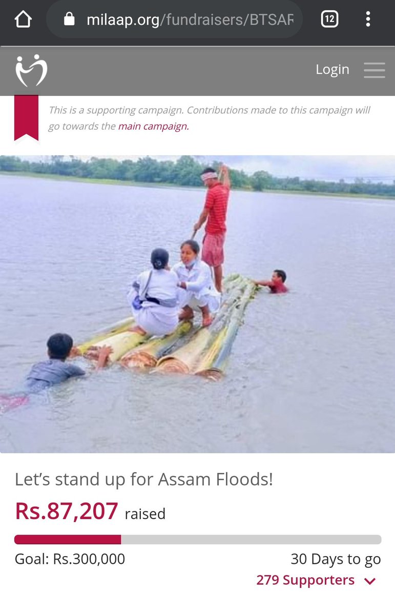 We've had an outpour of support and have crossed our initial goal by 37k(as of now) keep donating and spreading the message around #ProtectAssam #AssamFloods #AssamNeedsUs #AssamFloods  #AssamDeservesBetter