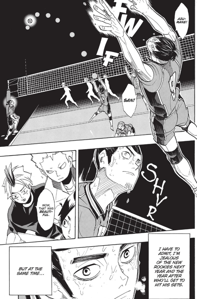 Moreover, later on in the game, Kageyama executes the same attitude to Asahi. The Ace steps up to the plate.