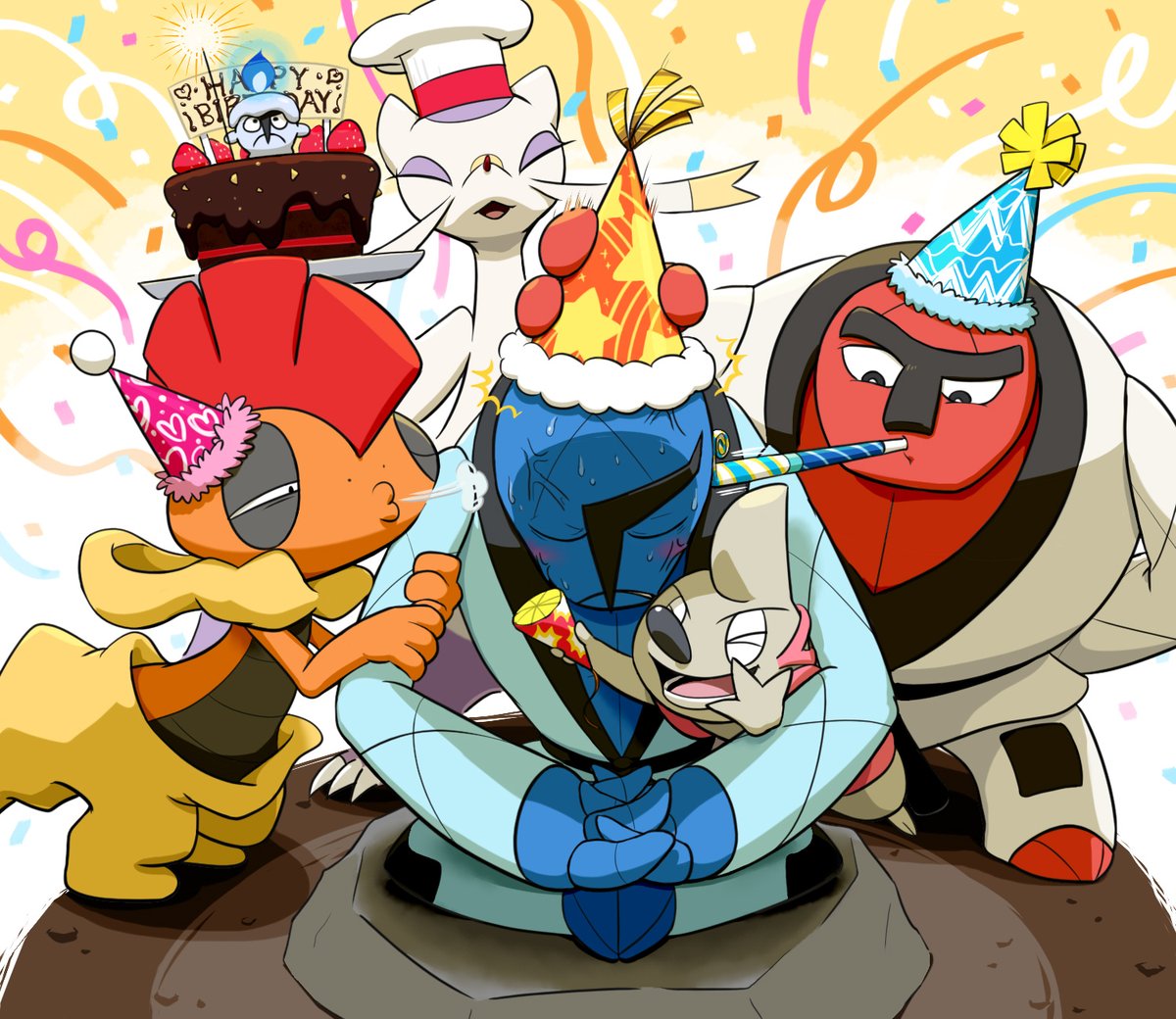 party hat hat food pokemon (creature) cake no humans blowing  illustration images