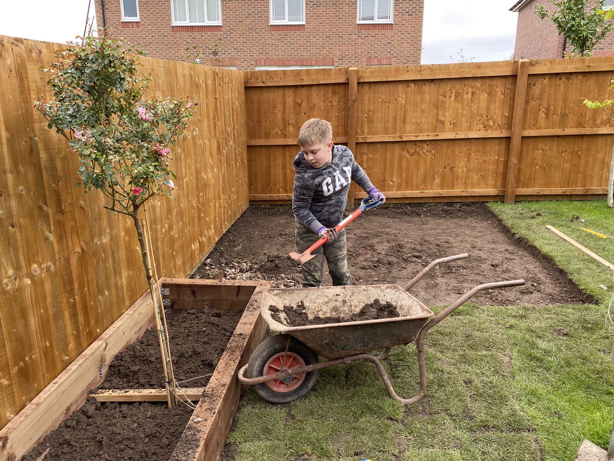 davidmorne's tweet photo. @StAnthony5_6T A busy day for Jonas helping me build a raised flower bed and patio. It counts as PE right? 😂 https://t.co/udTGhy8Cr5
