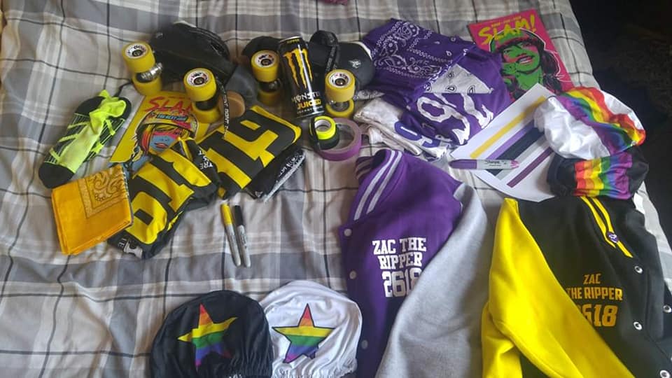 - #skatepalette time! We even let a bit of yellow creep in as a nod to our pals @crashtestbrummies but purple is still our favourite💜#derbytwitter #westmidlands #rollerskating #rollerderby #wolverhampton #bushbury #quadskating #contactsport