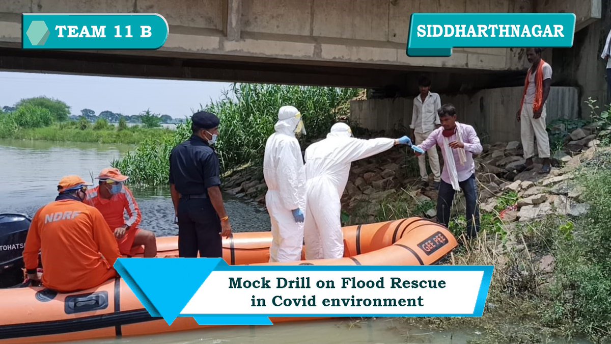 #TEAMNDRF carried out mock drill on flood scenario amid #COVID19  and also conducted recce of flood prone areas with District administration <a href="/dmsid1/">DM Siddharthnagar</a> in Teh-Itwa.
<a href="/satyaprad1/">ѕαtчα prαdhαnसत्य नारायण प्रधान ସତ୍ୟ ପ୍ରଧାନ</a> <a href="/NDRFHQ/">NDRF India I राष्ट्रीय आपदा मोचन बल 🇮🇳</a> <a href="/CMOfficeUP/">CM Office, GoUP</a> @UPSDMA1 <a href="/ANINewsUP/">ANI UP/Uttarakhand</a>
