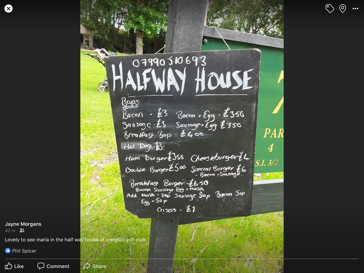 morgsycat's tweet photo. Lovely to see the halfway house open at Creigiau golf course this morning. Order on the 7th and collect on the 10th.  Maria will be there to welcome you https://t.co/qxZu4F2uRM