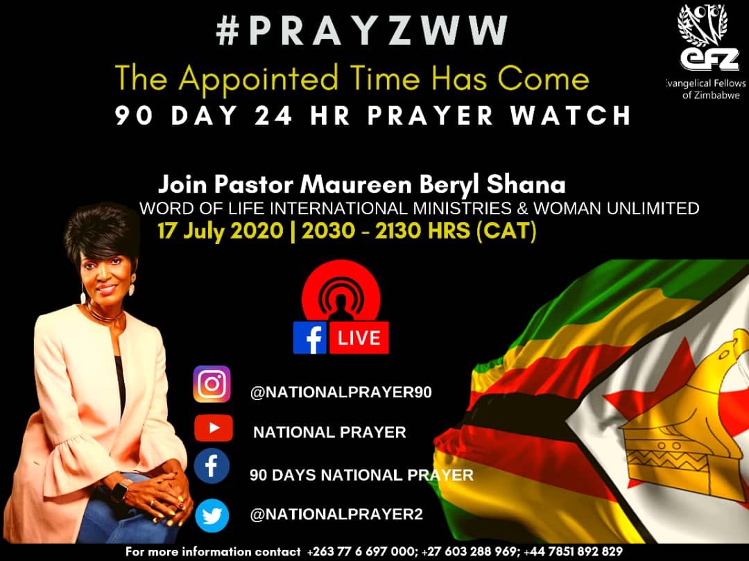 If you believe prayer changes things then join #PastorMBShana as she ministers on the 17th of July as part of the <a href="/EFZZIMBABWE/">EFZ</a> 90 day National Prayer initiative.
Share, tag a friend and let us come together to pray.
#wolim affecting our community for Christ 
#efz90dayprayer