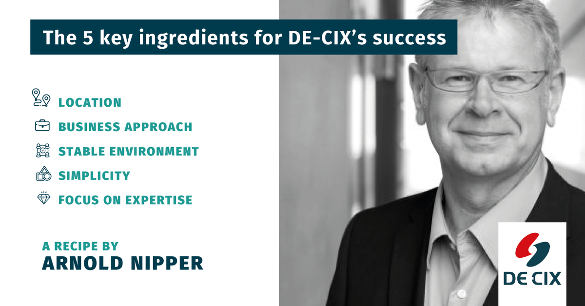 DECIX's tweet photo. What was #DECIX's recipe to flourish? 🌟 Arnold Nipper @clone42, Chief Technology Evangelist and Co-Founder of DE-CIX has the 5 ingredients for the company's success at hand ➡️ https://t.co/Hnilxx52wo #DECIX25 https://t.co/zkNJh9KN0h