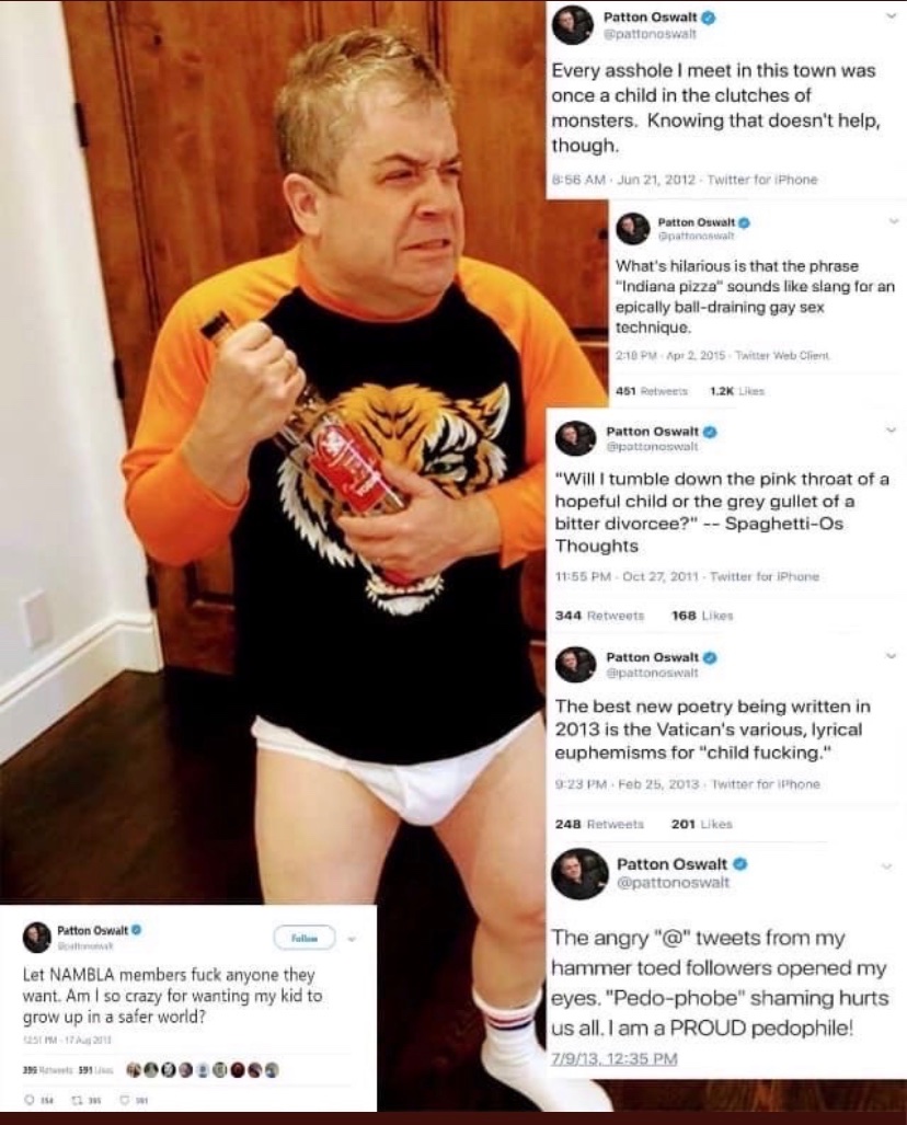 WilliamsAmeena's tweet photo. Don’t forget @pattonoswalt  please !!!! This sick bastard is as guilty as the rest of them tweets speak for themselves your days are numbered #freethechildren #Andrenochrome #pedogate2020 #Pedowood #pedohollywood  #rippattonoswalt #pizzagte #pizzagatelsreal https://t.co/LmADra77tD