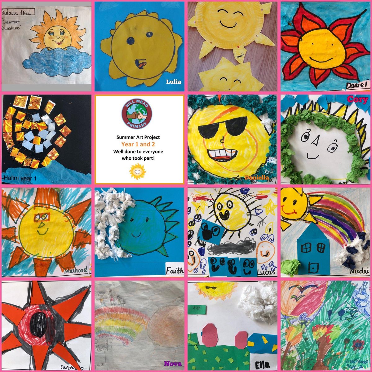HillMeadYear3's tweet photo. Here are the entries for our summer Art Project! We are really impressed with all of the pictures. They look great! ☀️ https://t.co/71ZLqLuEmc