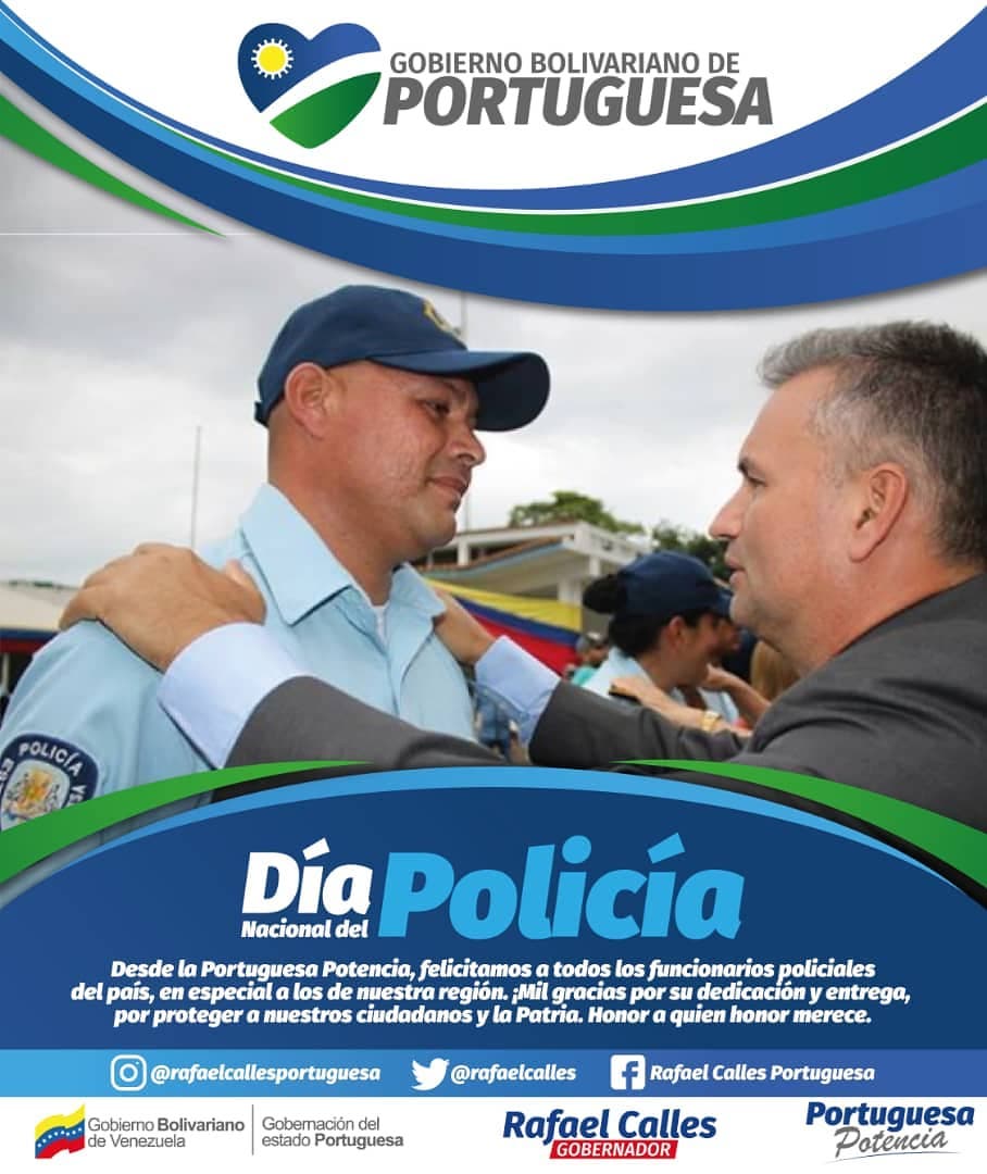 rafaelcalles's tweet photo. Hoy en el Día Nacional del Policía, Desde Portuguesa, felicitamos a todos los funcionarios policiales del país,  en especial a los de nuestra región. Mil gracias por su dedicación y entrega por proteger a nuestros ciudadanos de la Patria. @NicolasMaduro
Honor a quien honor merece https://t.co/QNByjdwi0f