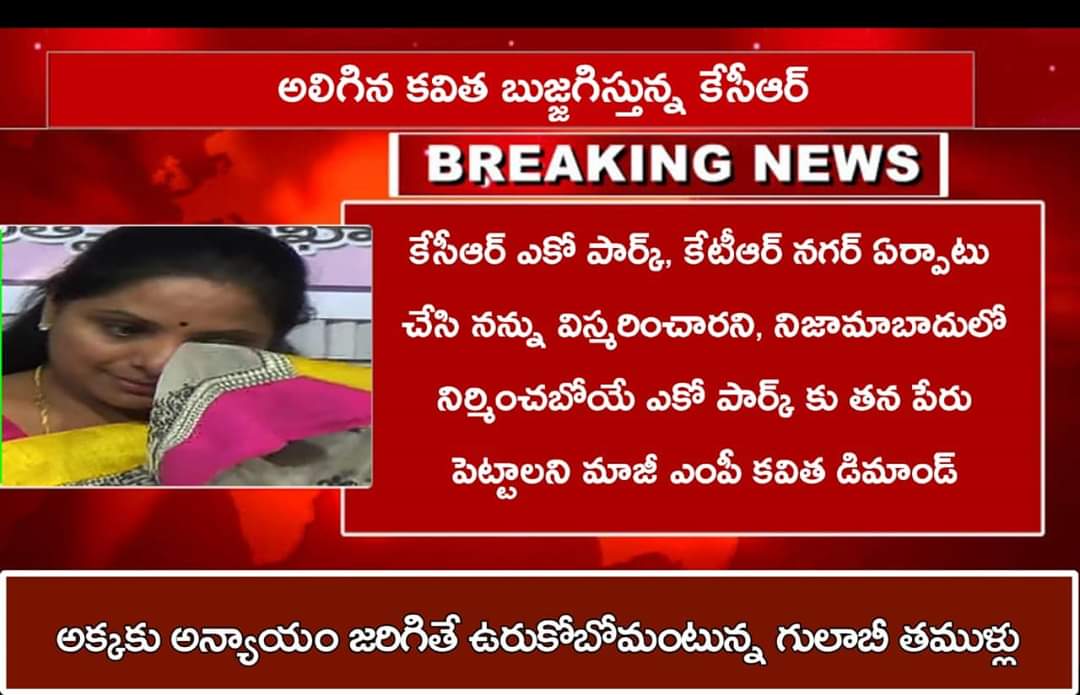SevadalTL's tweet photo. There is news doing rounds that Telangana CM's daughter is sad that a project is not named after her.
@KTRTRS & KCR should clarify in this. https://t.co/KvAQEutmSN