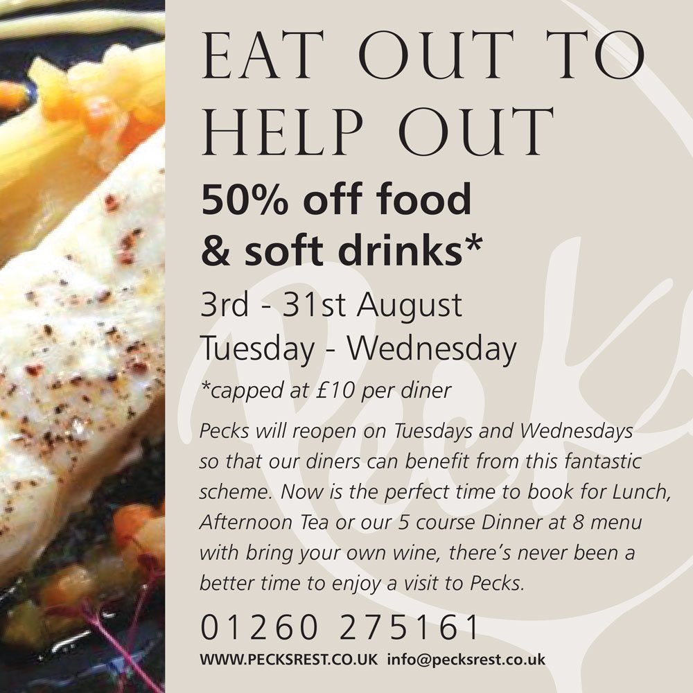Pecks has signed up ..... 
What better way to sample Pecks Restaurant than to reserve a table for Lunch, Afternoon Tea or Dinner at Eight 

We look forward to welcoming you to Pecks 

#special #dineinstyle #relaxedsurroundings #localproduce #welcome