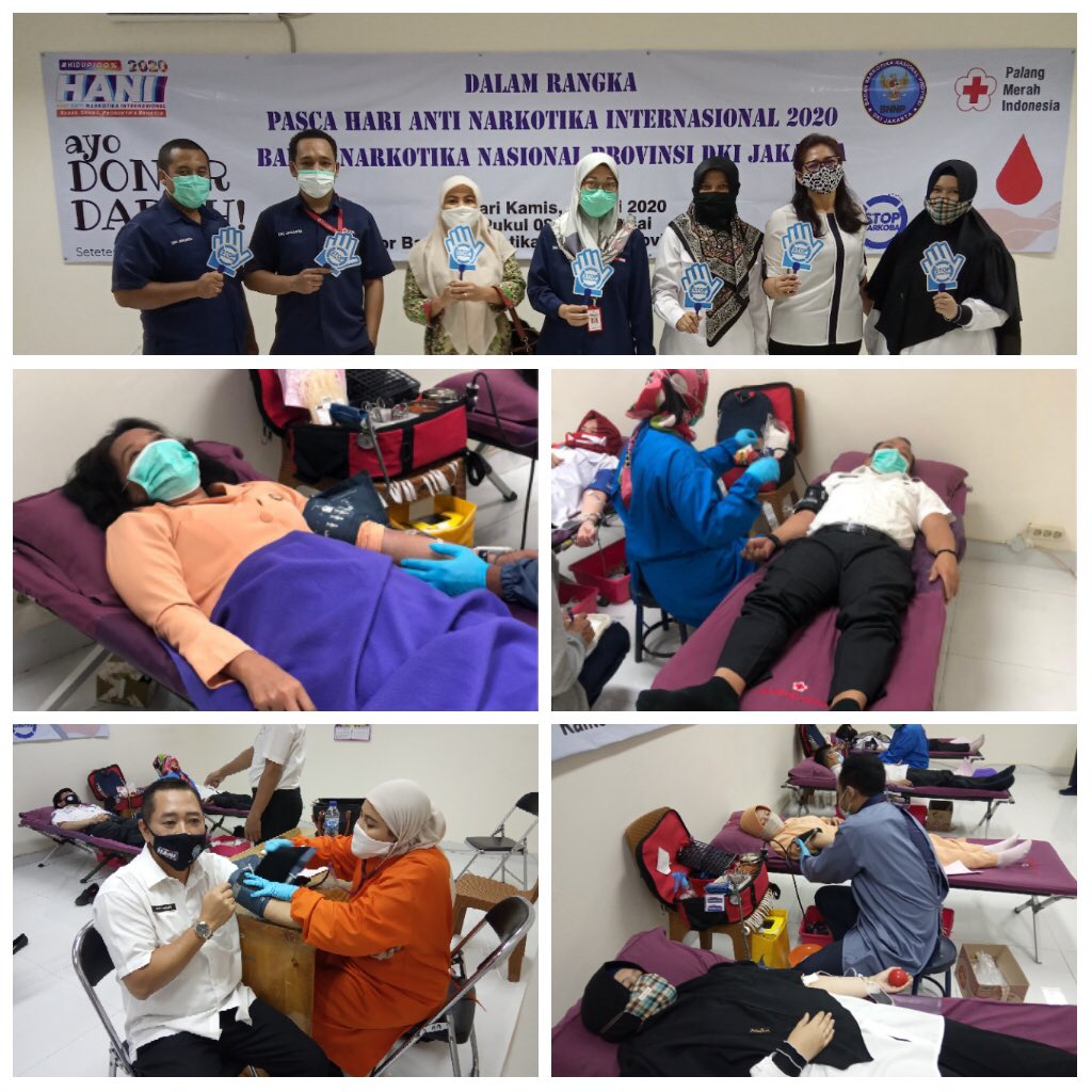 bnn_prov_dki's tweet photo. Bidang Rehabilitasi BNNP DKI Jakarta bekerja sama dengan PMI Provinsi DKI Jakarta melaksanakan kegiatan Donor Darah dalam rangka Pasca HANI 2020.
@INFOBNN
#hani2020
#hidup100persen
#donordarah
#stopnarkoba
#cegahnarkoba
#bidangrehabilitasibnnpdki
#bnnpdkijakarta
#humasbnnpdki https://t.co/n2JlZI5ZSL