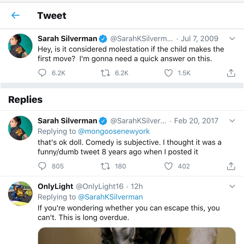 WilliamsAmeena's tweet photo. Don’t forgot @SarahKSilverman  either we know you really ment it girl quit trying to pretended it was a joke because we it wasn’t #Pedowood #pizzagatelsreal #pizzagte #Pedowood #pedohollywood #Adrenochrome https://t.co/I54x4I9Gsh