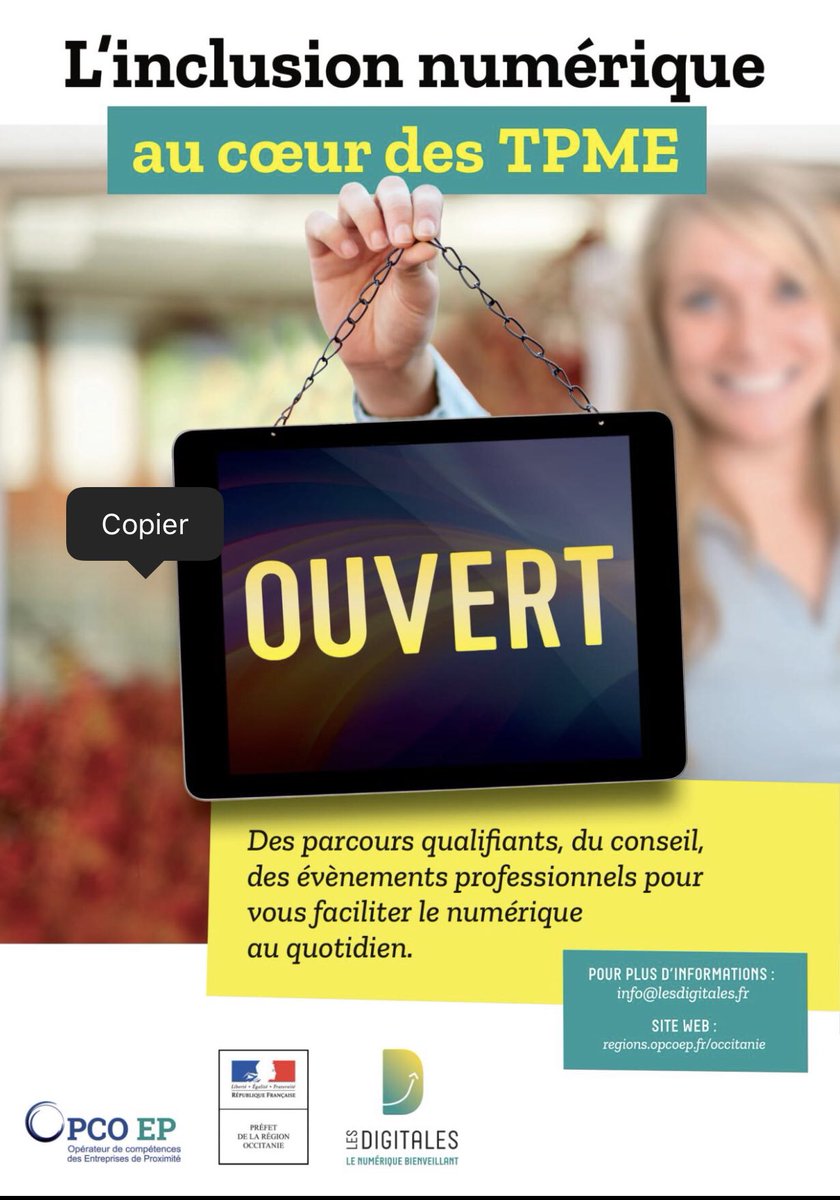 digitales_les's tweet photo. Avec l’#InclusionNumérique, l'OPCO des Entreprises de Proximité et la #DireccteOccitanie investissent dans votre #TPE #PME pour sa performance. #Inclusion #Mixité #FemmesEtNumérique #TransfoNum 👉 info@lesdigitales.fr https://t.co/dgR4guBMJL