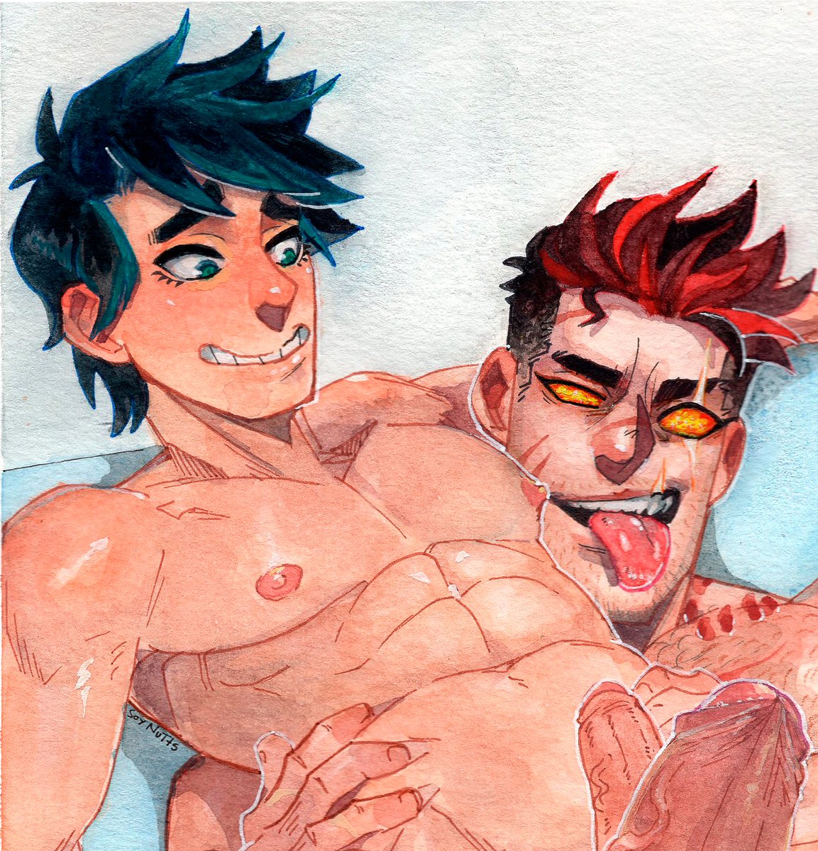 SoyNutts's tweet photo. "Nervous, punk?"
Ares, weapon of choice when dealing with Percy!

🖌️Done in watercolors!!🎨
--
I'll be selling this original on my store today at 5pm CDT
https://t.co/Z7EfCMmSmV
(This is the first of 5 pics I'll be doing this week!) https://t.co/bt8wkiDpAc