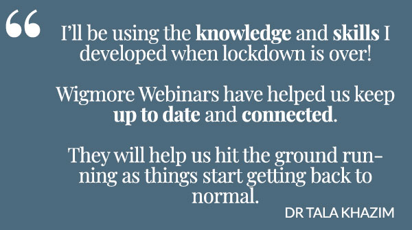Some very kind words from Dr Tala Khazim! #feedback  #testimonial #webinar #wigmoremedical #wigmorewebinars