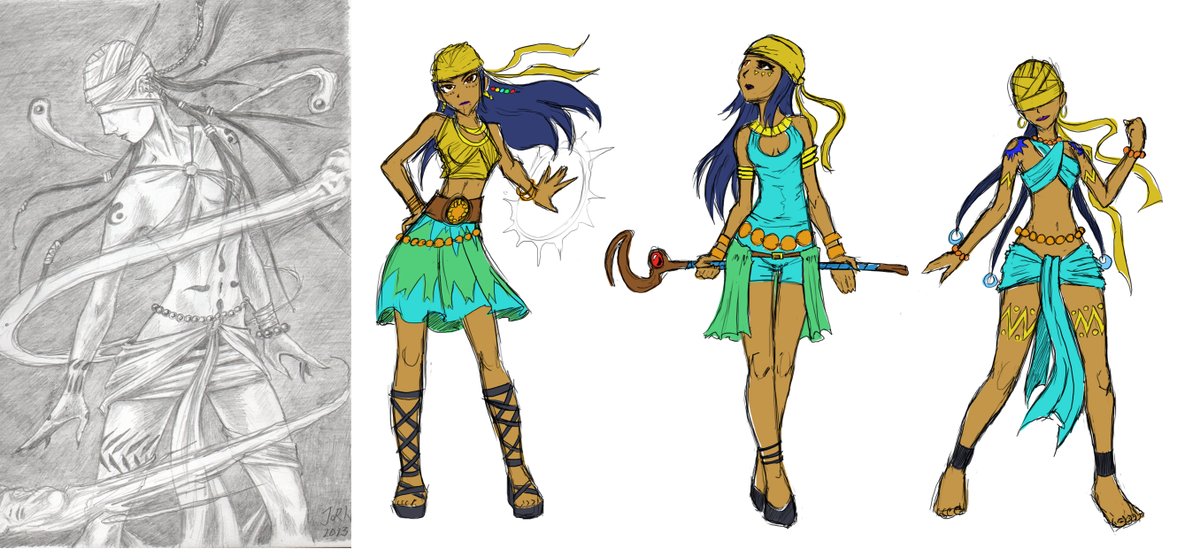 JorinDesign's tweet photo. New playable character sketch: Layla the witch! I used my old Guild Wars fanart piece of the Ritualist as refenrence but then I wanted ahint of gypsy spirit in her design. #ProjectRisenPath #characterdesign #gamedev https://t.co/48X0mPsN4Q