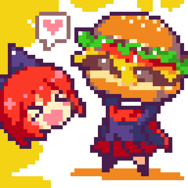 「スーパーハンバーガータイム!! #dotpict 」|くまもとのイラスト