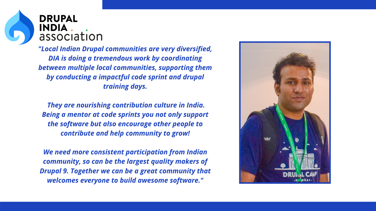india_drupal's tweet photo. #DrupalTalks 
Our contribution day mentor @AshishVDalvi says, "Its an amazing learning experience with each code sprint event which encourages me to contribute!"

Join us on #DIACWJuly2020 right after #DrupalCon on July 18th!

Check details here:https://t.co/gB1PzTjDU8 https://t.co/6NrEzRRSej