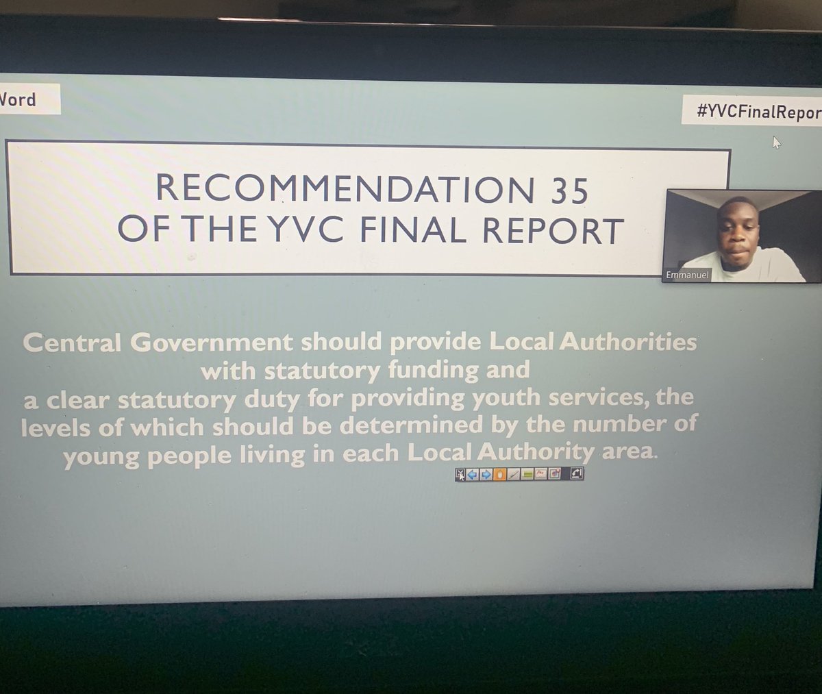 SamYouthMerry's tweet image. Loving recommendation 35 😍 
A call for statutory duty and statutory funding for LA’s to provide QUALITY Youth Services @YouthViolenceUK #TheFinalWord #YVCFinalReport #YouthWork #BoatFloating #YouthServices #InvestInYouth #Benchmark #MinimumStandard #YouthWorker