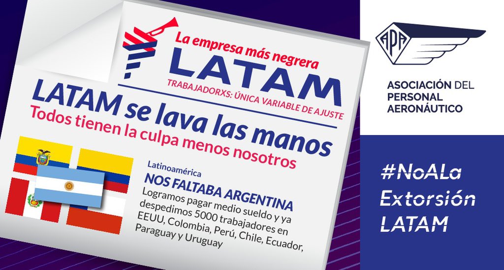 luli87ar's tweet photo. POR LA CONTINUIDAD LABORAL DE LXS 1700 TRABAJADORXS DE LATAM!! #NOaLaExtorsionLATAM https://t.co/FwBX1af4o7