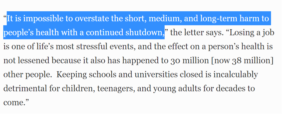 but at least we did not pile one of the other most stressful things that can happen to to a person on top of itoh, wait, yes we didlose your job while isolated and scared?that's quite a potent brew to damage mental (and thereby physical) healthcortisol is immunosuppresive