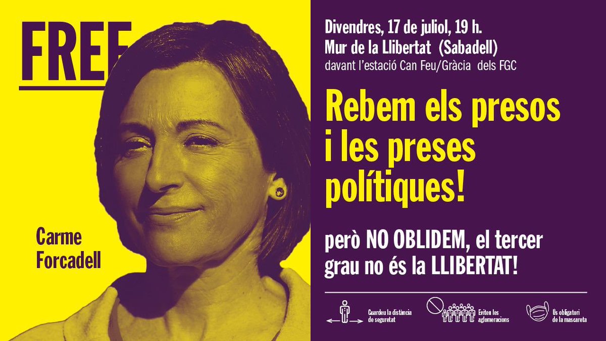 ERC_AltPenedes's tweet photo. 🔴Demà a la tarda rebuda als presos i preses polítiques!  

No és llibertat, volem #AMNISTIA ‼️

Participa en els actes de rebuda! 

LLIBERTAT💛
AMNISTIA🎗
AUTODETERMINACIÓ🗳

#Llibertatpresospolitics 
#Llibertatpresespolitiques https://t.co/A1DFB1QpOm