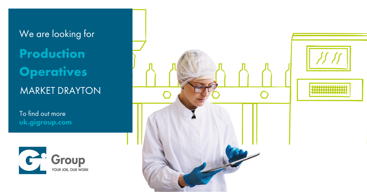 GiGroupUK's tweet photo. The @GiGroupUK team have immediate starts for Production Operatives. Benefits include free parking, subsidised canteen and access to discounted staff shop. Let us cook up your career! Contact Palethorpes@gigroup.com  
#MarketDrayton #Recruitment #Jobs #Careers #ProductionOps https://t.co/rJZngNh535