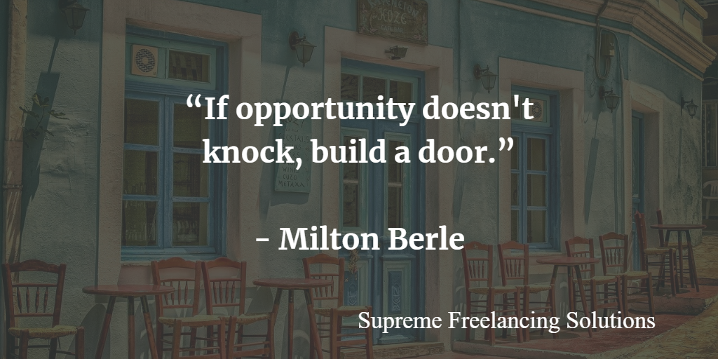 SuprmFreelancer's tweet photo. Sometimes you have to create your own #opportunities and that's okay. #BuildDoors #CreateOpportunities #Success #SupremeFreelancingSolutions #Freelancer #WorkingFromHome #WorkOnline https://t.co/RJQtTMSs6M