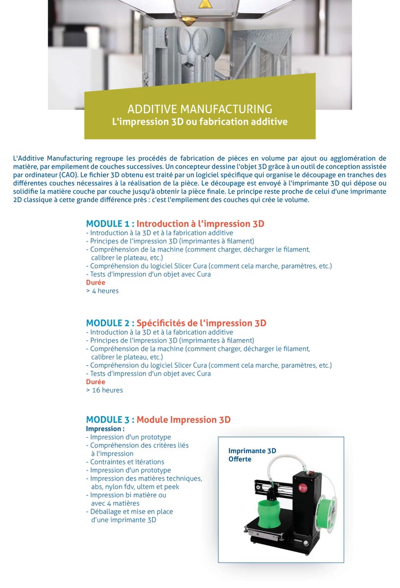 TechnoCampusBe's tweet photo. [Demandeurs d’emploi] Venez suivre nos formations sur l'#impression3D 🖨Du module d'intro de 4 heures au module de perfectionnement destiné à l'insertion professionnelle, il y en a pour tous les goûts
Inscription via lynda.chaouchi@technocampus.be 
#3Dprinting #3D #maker #round3d https://t.co/xP0Sa8IQ2j