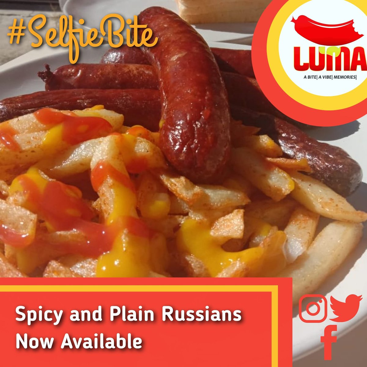LumaRestaurant's tweet photo. Russians sold separately are now available at #LumaRestaurant, available in Plain and Spicy.

#SelfieBite #LumaBite https://t.co/QCaIrCO8dF