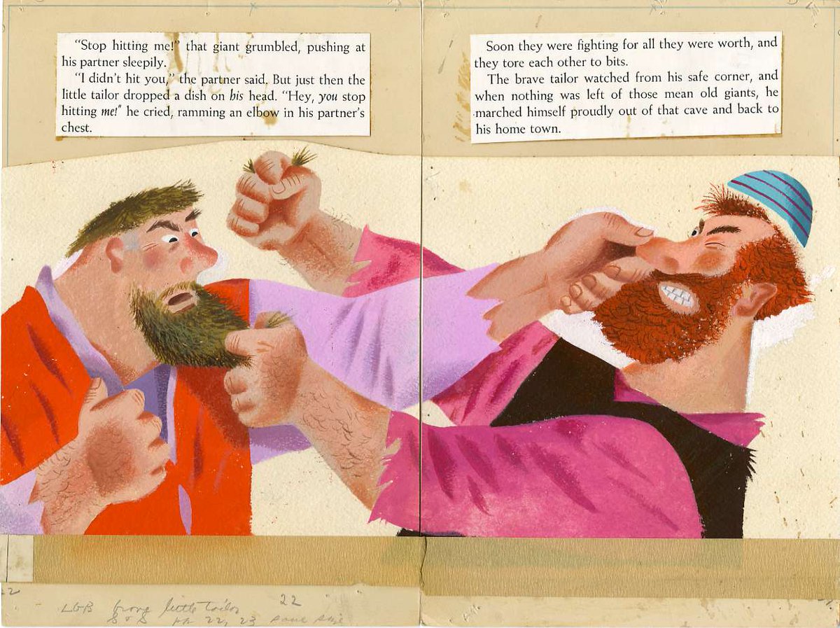 Original art from The Brave Little Tailor, 1953. By J.P. Miller. Pages 20-21 and 22-23.  #wardsmorguefile