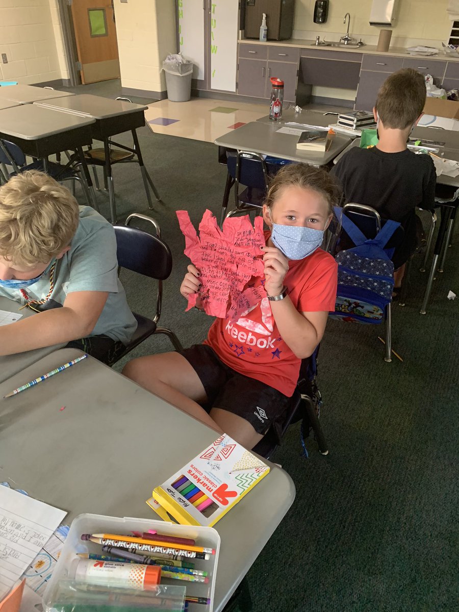 Survivor students have been talking about how to get rescued. Students used letter format and wrote messages in a bottle. (The paper is ripped because they said they wouldn’t have normal paper in the wild☺️) #SPSOAR2020 #GVsoar2020 <a href="/GV_Schools/">Grain Valley Schools</a> <a href="/JamieJblack/">Jamie Black</a> <a href="/DeannaSnedeger/">Deanna Snedeger</a>