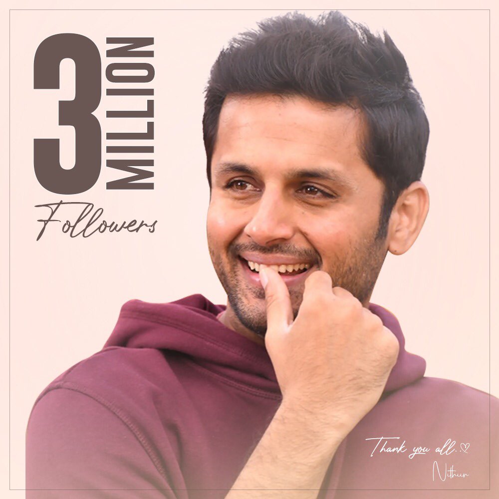actor_nithiin's tweet photo. 3 million strong! ♥️😎 Feeling so blessed! A Biggg thank you to all my amazing followers for being a part of my journey and showing me soooo much love!! 🤗🤗 https://t.co/oV93uYpvED